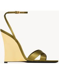 ＊Saint Laurent＊リュシエンヌ ウェッジ サテンクレープ 関送込 オピウム ミュール（サテンクレープ） | Saint Laurent サン