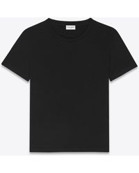 Saint Laurent - Embroidered Cotton T-shirt - Lyst