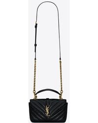 Saint Laurent - College Mini Chain Bag In Shiny Crackled Leather - Lyst