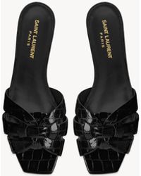 Saint Laurent - Tribute Croc-embossed Leather Sandal - Lyst