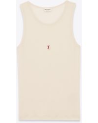 Saint Laurent - Logo-Embroidered Ribbed Wool Tank - Lyst