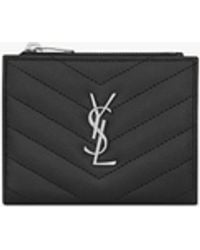Saint Laurent - Portacarte Trapuntato Con Monogramma - Lyst
