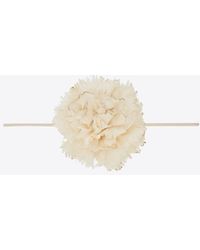 Saint Laurent - Blumen-halskette aus seiden-satin weiß - Lyst