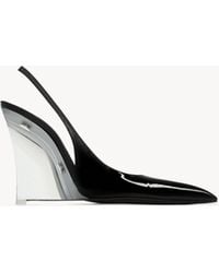 Saint Laurent - ミラー ウェッジ（グレーズドレザー） ブラック - Lyst