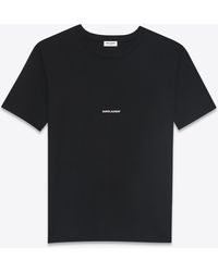 Damen Bekleidung Oberteile T-Shirts Saint Laurent Baumwolle T-shirt Aus Baumwolljersey Mit Logodruck in Schwarz 
