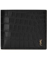Saint Laurent - Portefeuille En Cuir Façon Croco - Lyst