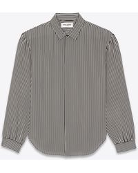 Saint Laurent Oversized Shirt In Striped Crepe De Chine - Grey