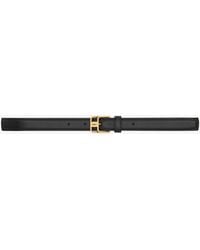Saint Laurent - Cassandre Double-Buckle Thin Belt - Lyst