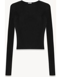 Saint Laurent - Saint Laone Sizerent クロップド トップ（リブ編みニット） - Lyst