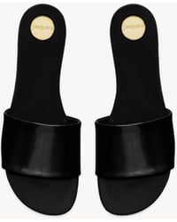 Saint Laurent - Carlyle Leather Flat Sandal - Lyst