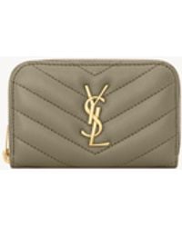 Saint Laurent - Leather Monogram Matelassé Cassandre Wallet - Lyst