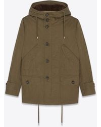 Saint Laurent Military Parka In Shearling - Green
