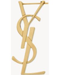 Saint Laurent - Gold brass chunky monogrammed earring - Lyst