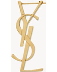 Saint Laurent - Gold brass chunky monogrammed earring - Lyst