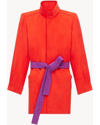 Saint Laurent - Manteau Ceinturé En Satin De Soie Délavé - Lyst