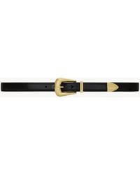 Saint Laurent - Ceinture Folk En Cuir Brossé Noir - Lyst