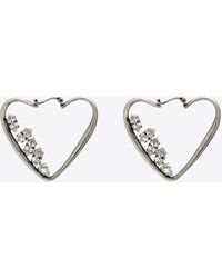 Saint Laurent - Rhinestone Heart Hoop Earrings In Metal - Lyst