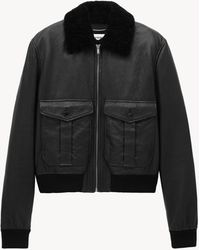 Saint Laurent - Saint Laone Sizerent ボンバージャケット（バブルラムスキン＆シアリング） - Lyst
