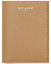 Saint Laurent - Paris kreditkarten-portemonnaie aus leder mit grain-de-poudre-prägung - Lyst