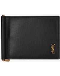 Saint Laurent - Tiny Cassandre Portefeuille Avec Pince À Billets En Cuir Brillant - Lyst