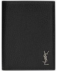 Saint Laurent - Tiny Cassandre Credit Card Wallet In Grained Leather - Lyst