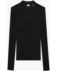Saint Laurent - Pull Cassandre En Maille De Soie Côtelée - Lyst