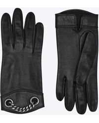 Saint Laurent Gloves In Leather And Metal - Black