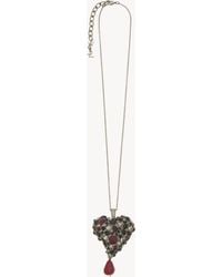 Saint Laurent - Crystal Heart Necklace - Lyst