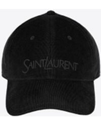 Saint Laurent - Vintage-kappe aus cord schwarz - Lyst