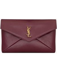 Saint Laurent - Large Leather Cassandre Envelope Pouch - Lyst