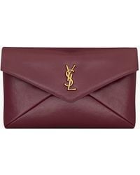 Saint Laurent - Large Leather Cassandre Envelope Pouch - Lyst