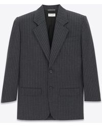 Saint Laurent - Oversized Jacket In Rive Gauche Striped Flannel - Lyst