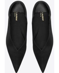Saint Laurent - Nour slipper aus satin schwarz - Lyst