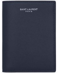Saint Laurent - Credit Card Wallet In Grain De Poudre-embossed Leather - Lyst