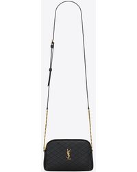 Saint Laurent - Gaby tasche mit reißverschluss aus gestepptem lammleder schwarz - Lyst