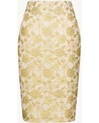 Saint Laurent - Brocade Midi Skirt - Lyst