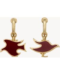 Saint Laurent - Cassandre Dove Charm Hoop Earrings - Lyst