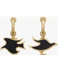 Saint Laurent - Cassandre Dove Charm Hoop Earrings - Lyst
