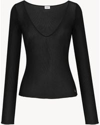 Saint Laurent - Cassandre V-Neck Top - Lyst