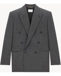 Saint Laurent - Double-Breasted Long Jacket - Lyst