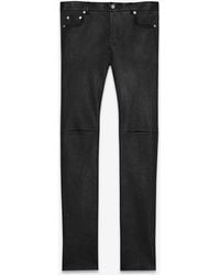 Saint Laurent Skinny Trousers In Stretch Grained Leather - Black