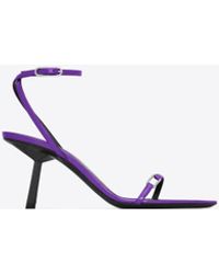 Saint Laurent - Kitty sandalen aus metallic-leder violett - Lyst