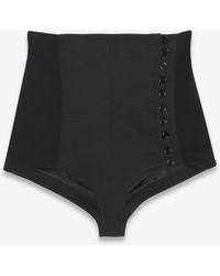Saint Laurent High-waisted Shorts In Jersey - Black