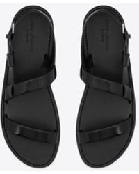 Saint Laurent - Jean sandalen aus glasiertem leder schwarz - Lyst