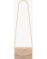 Saint Laurent - Envelope Chain Wallet In Grain De Poudre Embossed Leather - Lyst