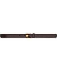 Saint Laurent - Cassandre Double-Buckle Thin Belt - Lyst