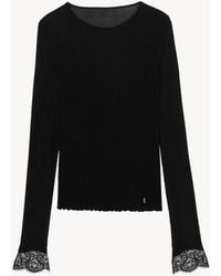 Saint Laurent - Cassandre Lace-Cuff Top - Lyst
