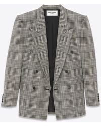 Saint Laurent - Wool Oversized Prince Of Wales Check Blazer - Lyst