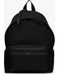 Saint Laurent City Backpack In Econyl®, Smooth Leather And Nylon - Black