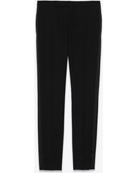 Saint Laurent Tuxedo Pants In Grain De Poudre - Black
